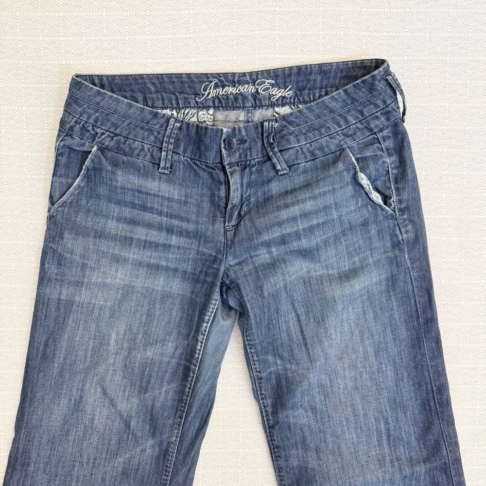 American Eagle Women 10 Reg Wide Leg Jeans Medium Wash Cotton Denim - Picture 2 of 7